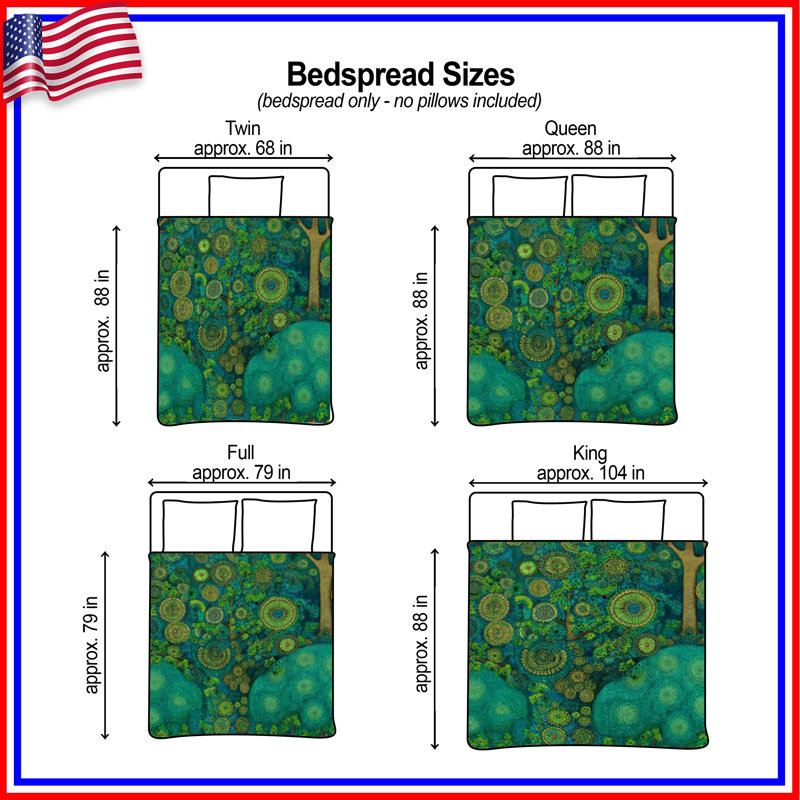 Intricate Tree Mosaic Quilted Bedspread All Sizes, King