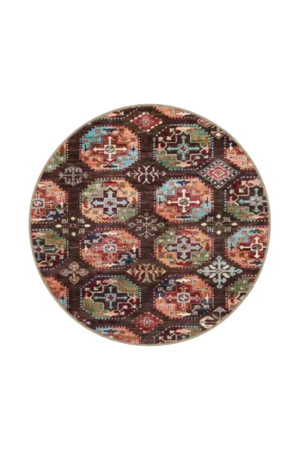 Hokku Designs Round Colorful Modern Patterned Woven Base Rug | Wayfair