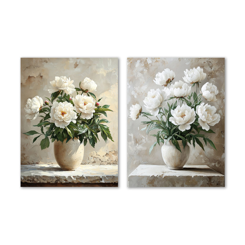 Vase en pivoines et fleurs murales Simplicity, 32" H x 48" W