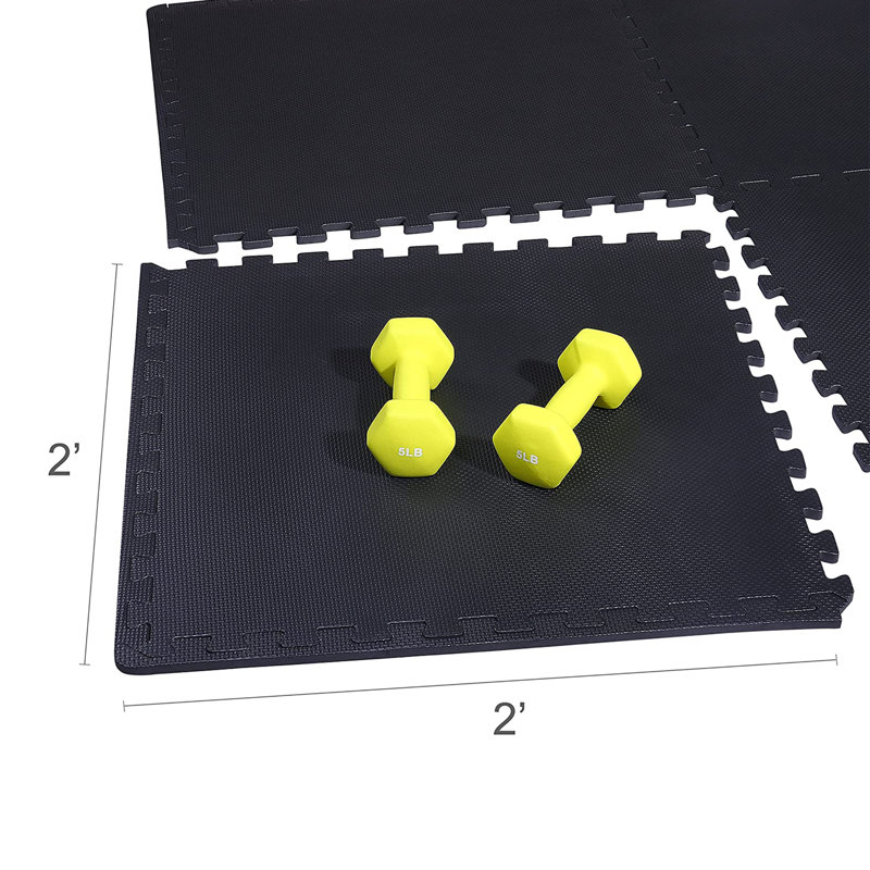 Balancefrom Fitness 48 Sq Ft Interlocking EVA Foam Exercise Mat Tiles, Black