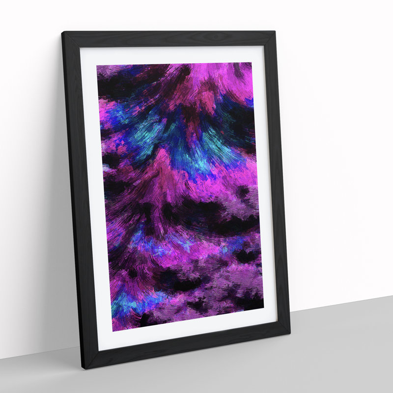 Flourish Abstract - Single Picture Frame Print, 64cm H x 46cm W, Black