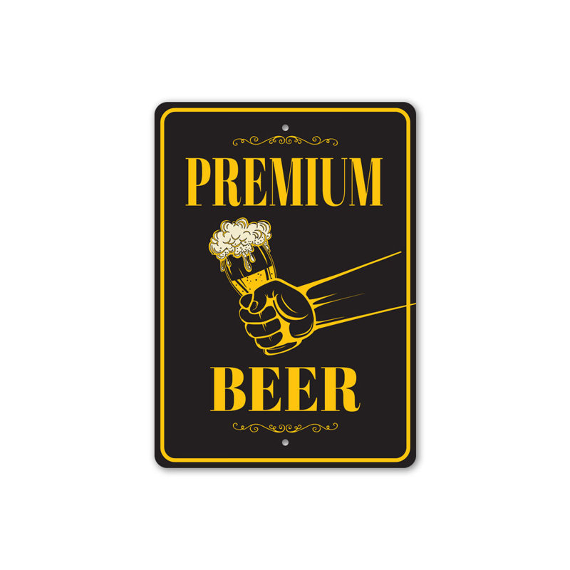 Enseigne en aluminium Premium Beer, H 14 po x l 10 po x P 0,04 po