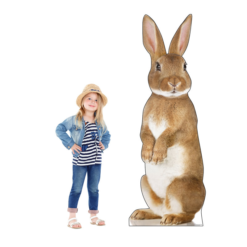 72'' Brown and White Bunny Rabbit Cardboard Standup