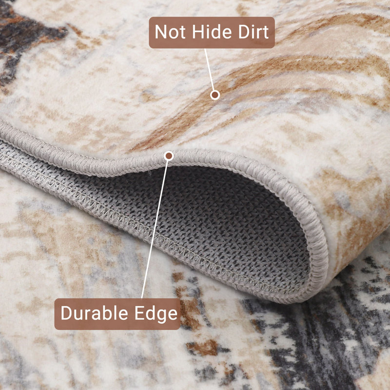 Area Rug Machine Washable Rug Non-Slip Vintage Floor Carpet Modern Abstract Rug Foldable Accent Rug for Living Room Bedroom Dining