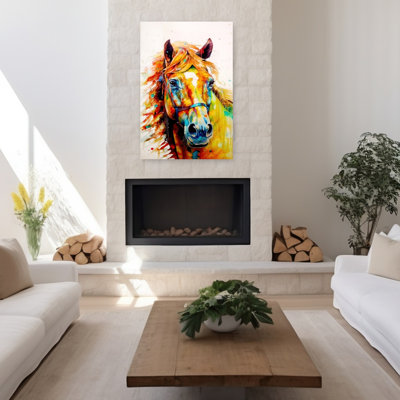 Impression d'art mural cheval coloré et coloré