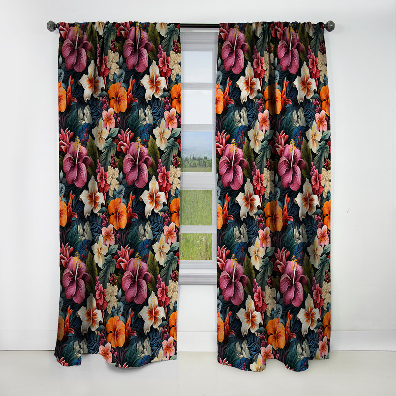 Jungle Splendor - motif tropical IV - Rideau floral - Rideau occultant floral - 1 panneau, L 52 po x L 90 po