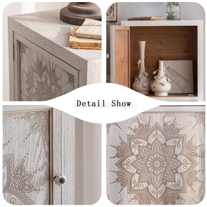 Retro White Solid Wood Sideboard