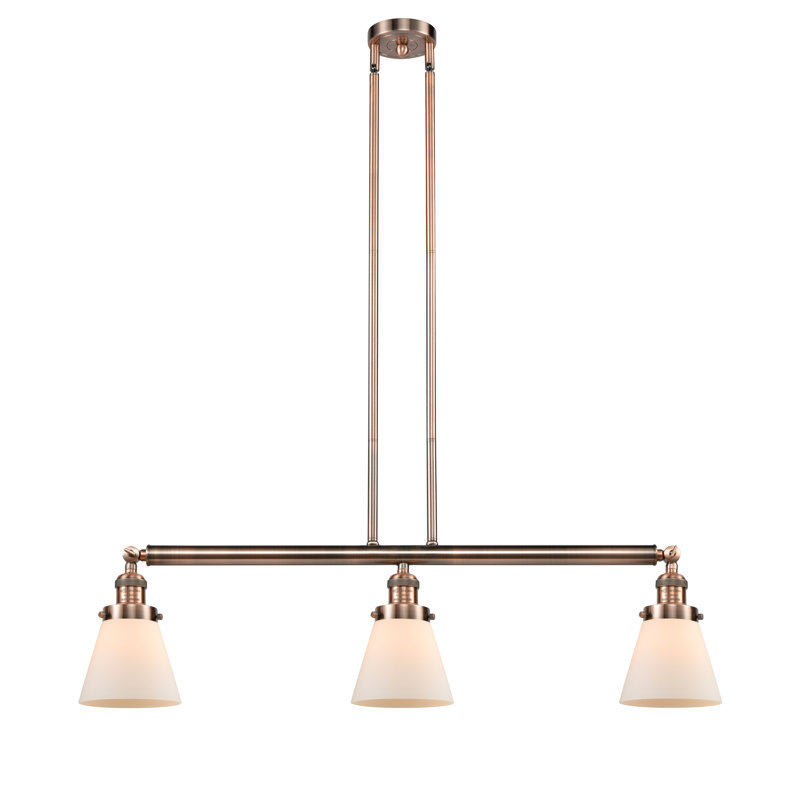 Montano 3 - Light Kitchen Island Pendant, Matte White Cased, No Bulb Included, Antique Copper