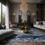 Tapis bleu soyeux et moelleux-1361372173