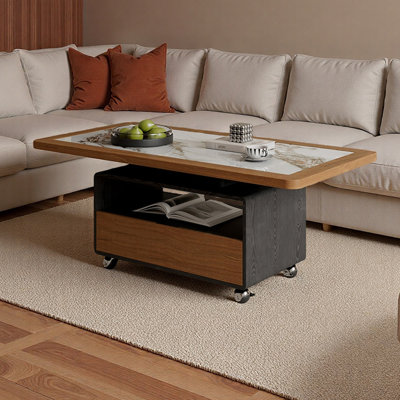 Small Apartment Movable Coffee Table with Drawer