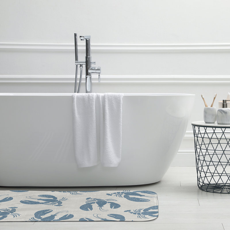 Tapis de bain Nautical Nights, L 17 po x L 24 po, Bleu