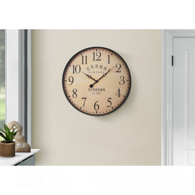 Clocks, 20" Round, Wall Clock, Antique Brown, Transitional