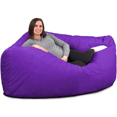  | Fauteuil à billes 6 pi | Rembourrage en mousse - Housse lavable amovible, suède mauve