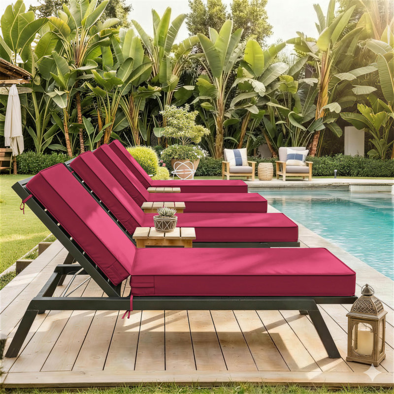 Coussin de chaise longue d'extérieur, L 80 po x P 26 po, Rose