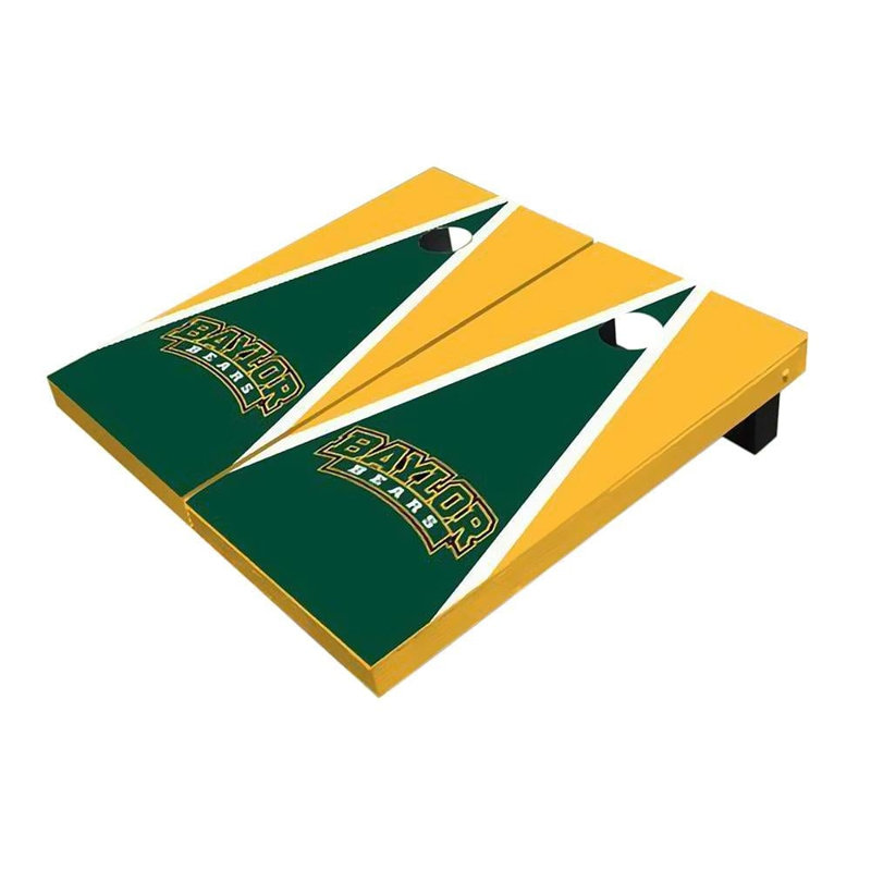 NCAA Alternant Triangle Cornhole Board, Vert forêt / jaune, Bears de Baylor