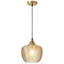 Luminaire suspendu pour îlot de cuisine 1 lumière moderne noir et or avec abat-jour en verre ambré de 9,44 po Mercer41-1786191807