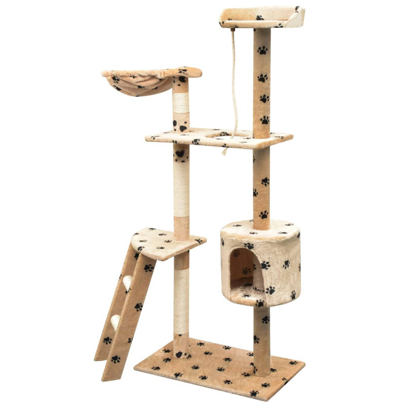 Amerina Cat Tree, Beige With Paw Prints, 67 cm x 67 cm x 125 cm