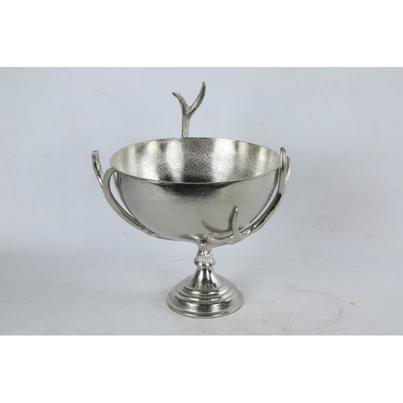 Raeanah Metal Decorative Bowl, Silver, 40.5cm H x 33cm W x 33cm D