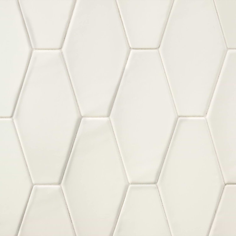 Manchester 4x8 Hexagon Glossy Ceramic Tile, Vanilla Off White
