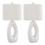 Lampe de table contemporaine en polyrésine de 29 po Pearl en polyester blanc mat, coquille naturelle et abat-jour en lin blanc de Grandview Gallery - ensemble de 2