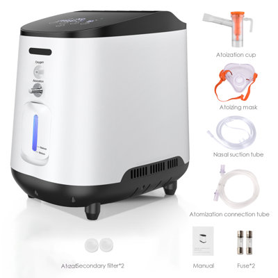 Adjustable Flow Household Oxygen Concentrator, Timer for Daily Care,White Portable Home Oxygen Equipment with Full Accessories