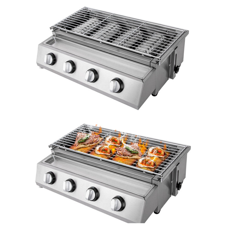 Kitchen Home Stove Top Smokeless Grill Indoor BBQ, Stainless Steel