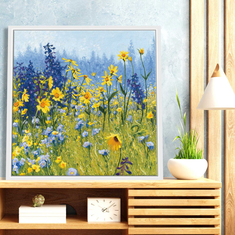 Joyfulin juillet III par Shirley Novak - peinture sur toile à cadre flottant, H 39,5 po x l 39,5 po x P 2 po