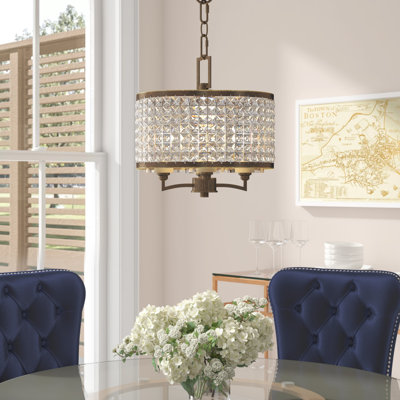 Luminaire suspendu cylindrique unique à 4 lumières avec accents de cristal Belisle