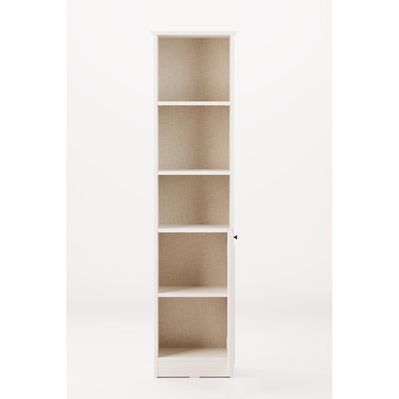 Grande bibliothèque étroite avec armoire, crème