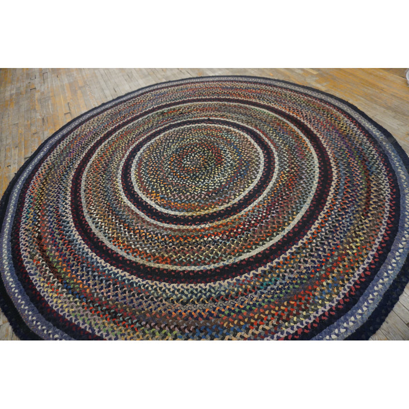 Tapis géométrique tressé à motif géométrique American Antique