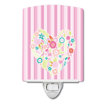 Flowered Heart Ceramic Night Light