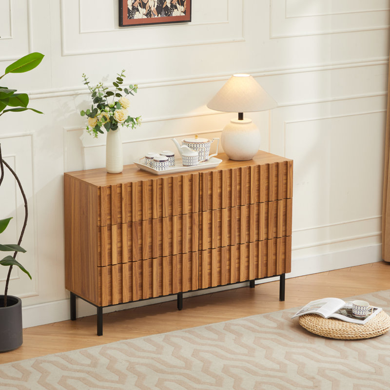 Commode double 6 tiroirs l 43,3 po, Nature