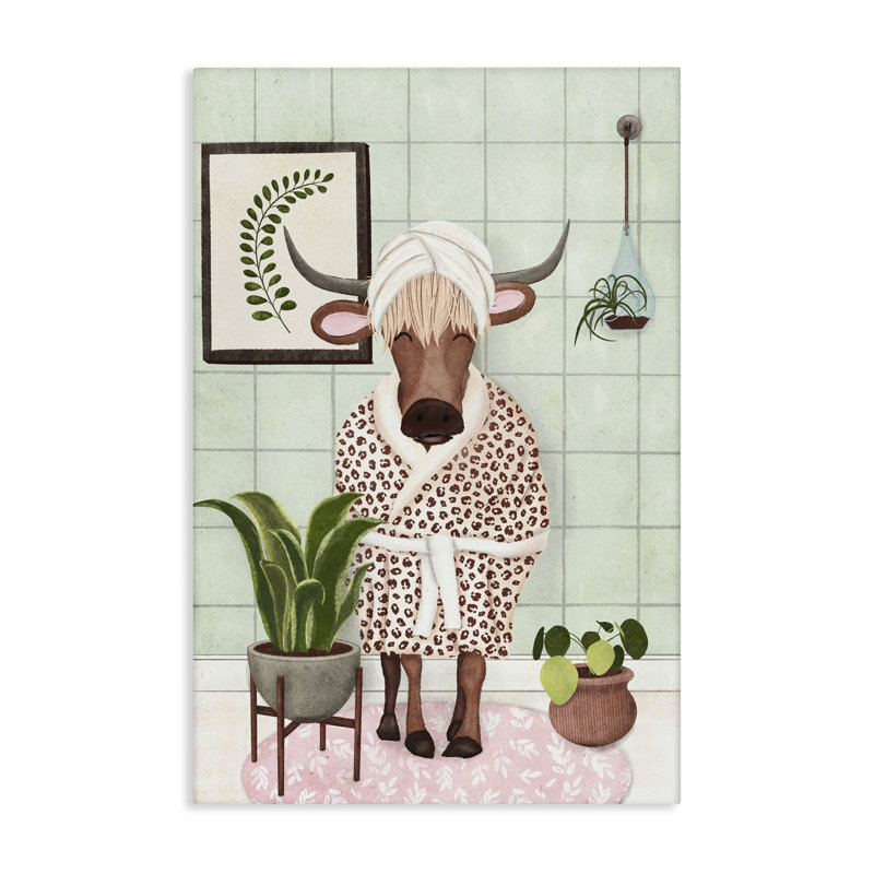 Vache dans un peignoir, art mural par JJ Design House, LLC., H 24 po x l 16 po