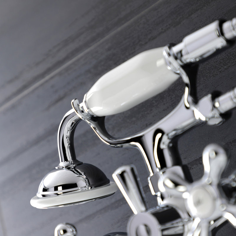 Kingston Brass Kingston Two-Handle Clawfoot Tub Faucet with Hand Shower, Polished Chrome