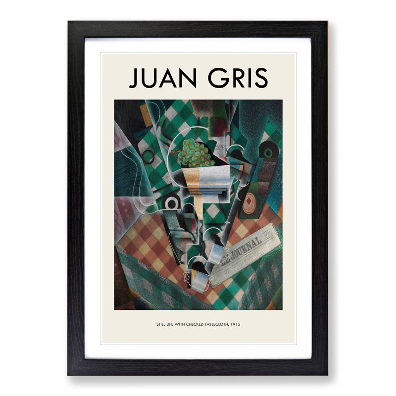 Checked Tablecloth by Juan Gris - Picture Frame Art Prints, Black, 36cm H x 27cm W x 2cm D