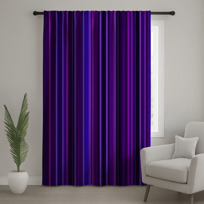 Blue Purple Stripes Window Curtains, Pattern Sheer & Blockout Curtains - 1 Panel