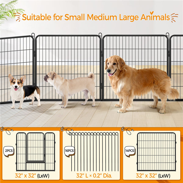 Yaheetech 2 Panels Metal Dog Playpen Fence - 40H