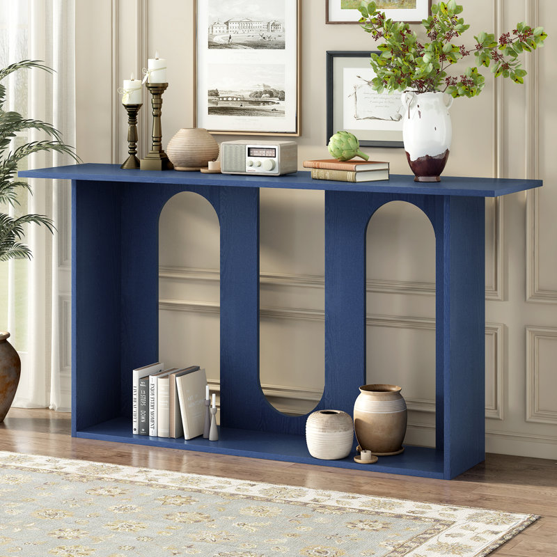 Modern And Curved Design Ash Veneer Console Table With Shelf,Suitable For Entryway,Hallway Living Room,Foyer,Corridor