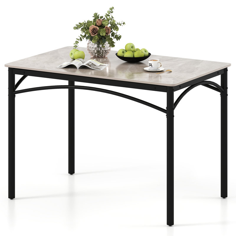 Table de salle à manger moderne 43 po pour 4 personnes avec grands coussins de table réglables en faux marbre