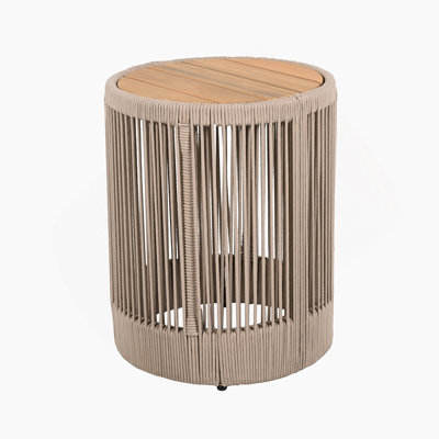 Table d'appoint pour l'extérieur en corde de rotin et en bois d'acacia