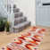 Orange Red Aztec Power Loom Area Rug