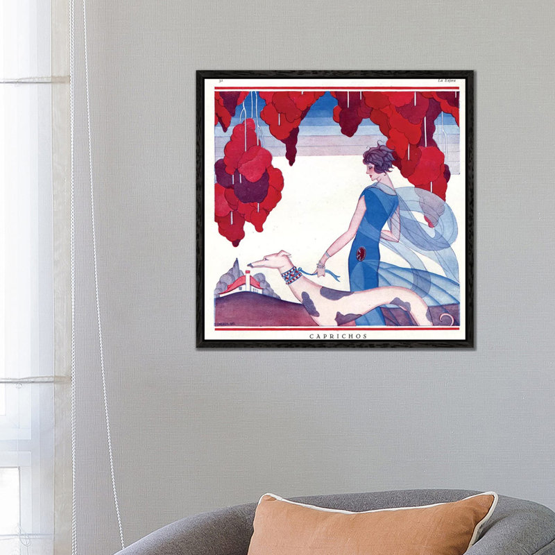 1920s La Vie Parisienne Magazine Plate - Print on Canvas, 45.72cm H x 45.72cm W x 3.81cm D, Black Floater Framed