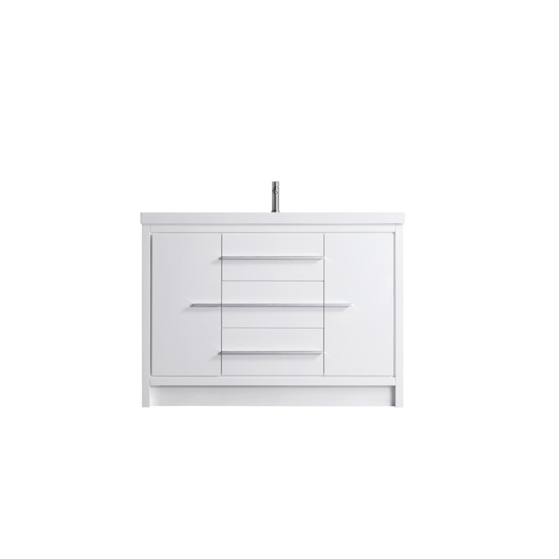 48" White Plywood Freestanding Single Sink Vanity