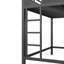 Structure de lit mezzanine pleine grandeur en métal avec tablettes de rangement, panneau perforé, ports USB et lumières DEL, conception sécuritaire et robuste (sans matelas)-132915786-132915783