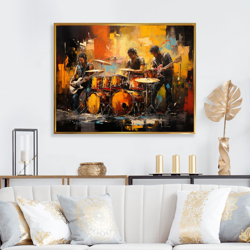 «Yellow Black Jazz Band I», reproduction sur toile, H 34 po x l 44 po, Cadre photo noir
