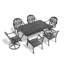 Ensemble de salle à manger 7 pièces en fonte d'aluminium toutes saisons comprenant 2 chaises pivotantes, 4 chaises de salle à manger et une table rectangulaire de H 28,35 po x l 35,43 po x L 59,06 po avec structure noire