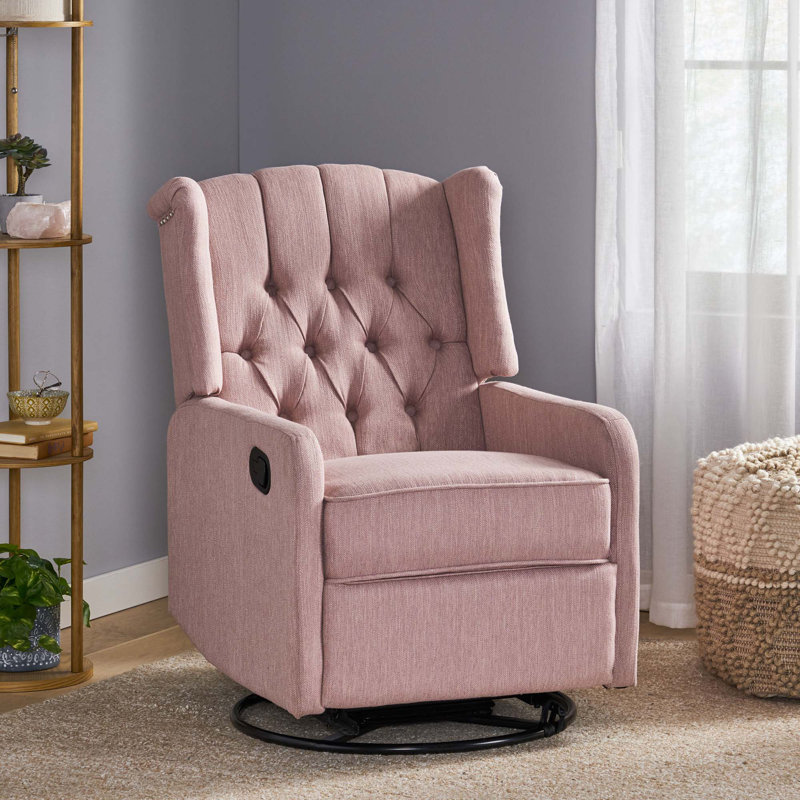 Fauteuil inclinable manuel polyvalent avec design intemporel et fonction pivotante, Rose clair