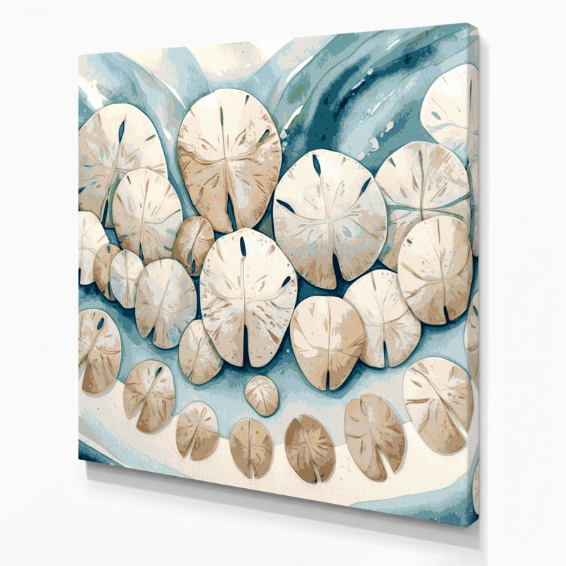 Nautical Sand dollars Grey Canvas Wall Art, 12" H x 12" W