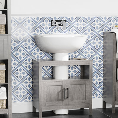 Armoire de salle de bain sous le lavabo, grise, avec 2 portes et tablette ouverte en option, couleur grise