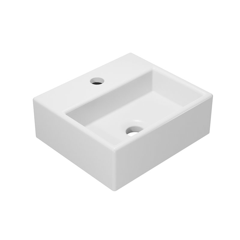 Quattro 13'' L Bathroom Sink, Single Hole Faucet, Matte White